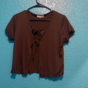 Brown Tie in the front Crop Top